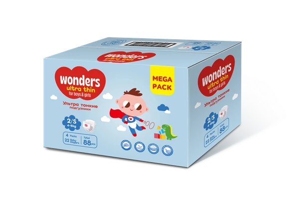 Подгузники WONDERS UT (4-6 кг) BOX S88